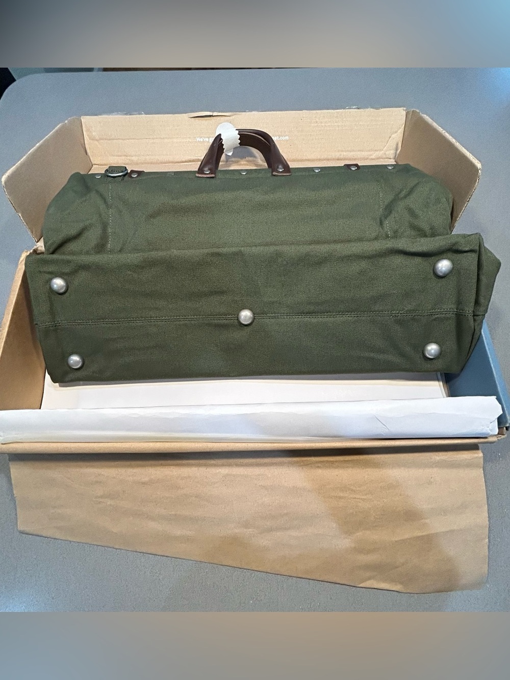 Canvas Weekender Duffel Bag - Olive Green - Picture 10 of 11